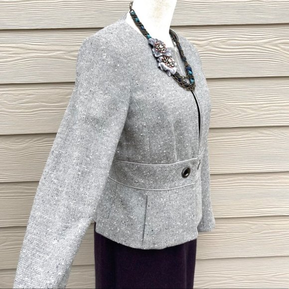 Worth Blazer Coat Size 10 Grey Herringbone - Picture 7 of 16